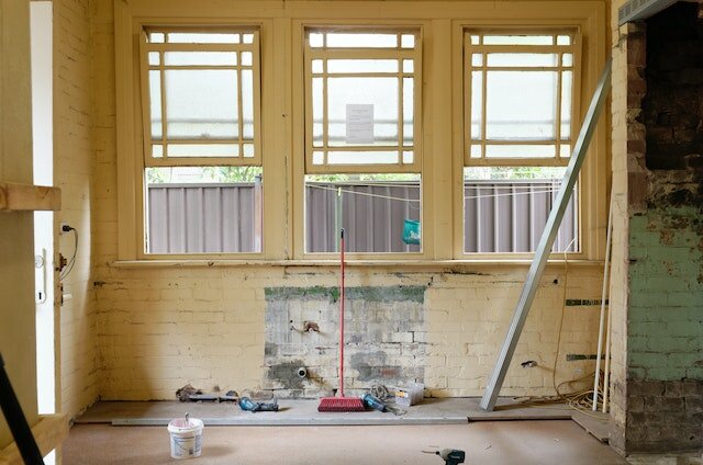 A room being repaired.