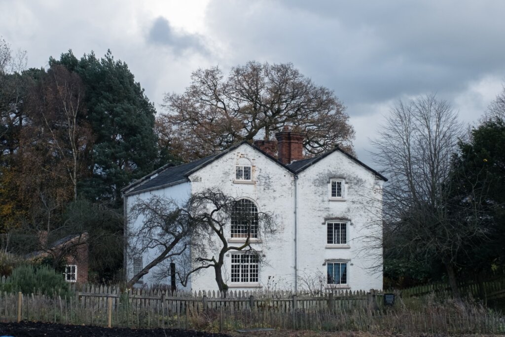 A house next to the woods.