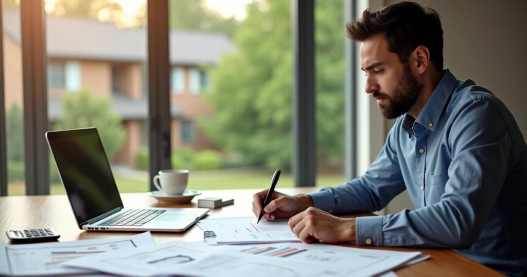 Professional-mortgage-note-buyer-reviewing-investment-documents