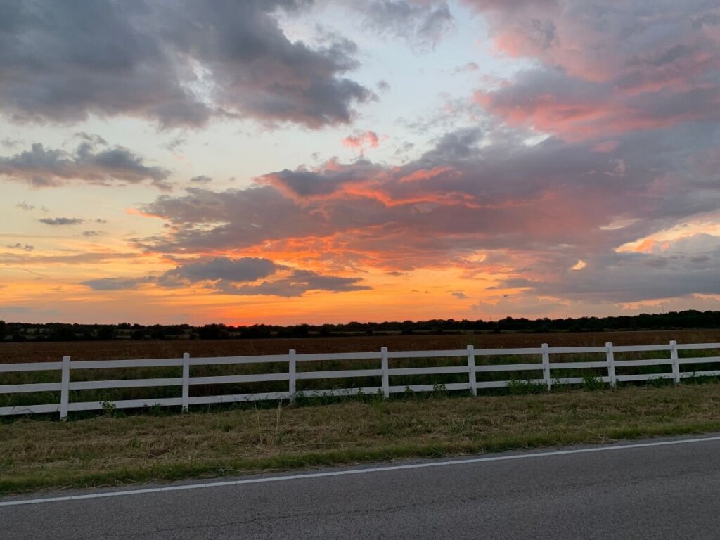 Texas pastureland at sunset near Belton, Texas