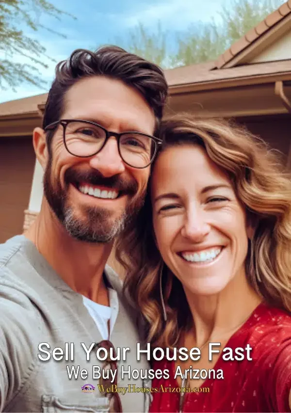 The Ryans are satisfied home sellers in Mesa, AZ, with big grins after selling their house.