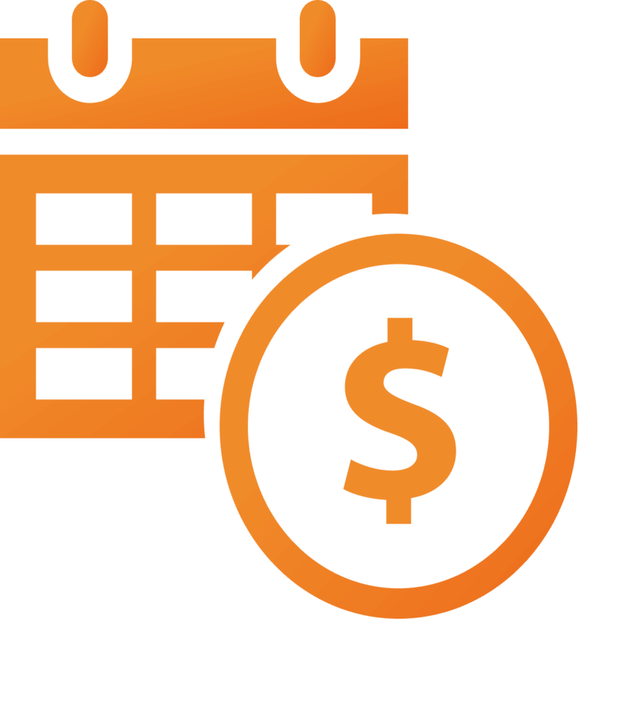 Orange icon of a calendar and a dollar sign, symbolizing fast home sales and high offers from 'We Buy Houses Arizona', located above the header 'Providing Fast Home Sales, Highest Offers, and Low Stress.