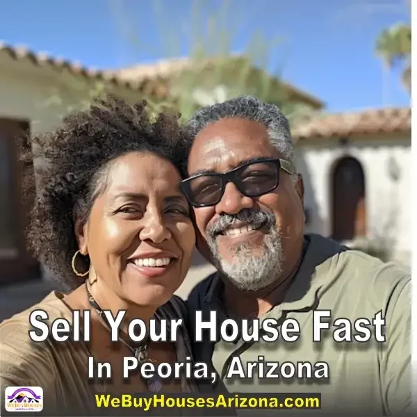Albert and Nikki, smiling big in front of their sold Peoria, Arizona house. They sold their House Fast In Peoria Valley, Arizona.