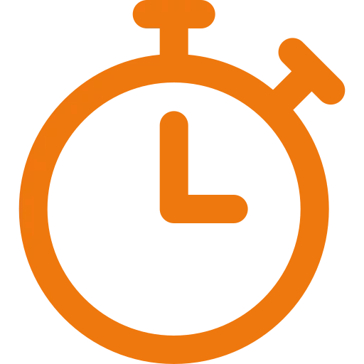 Orange stopwatch icon representing the cash offer process.