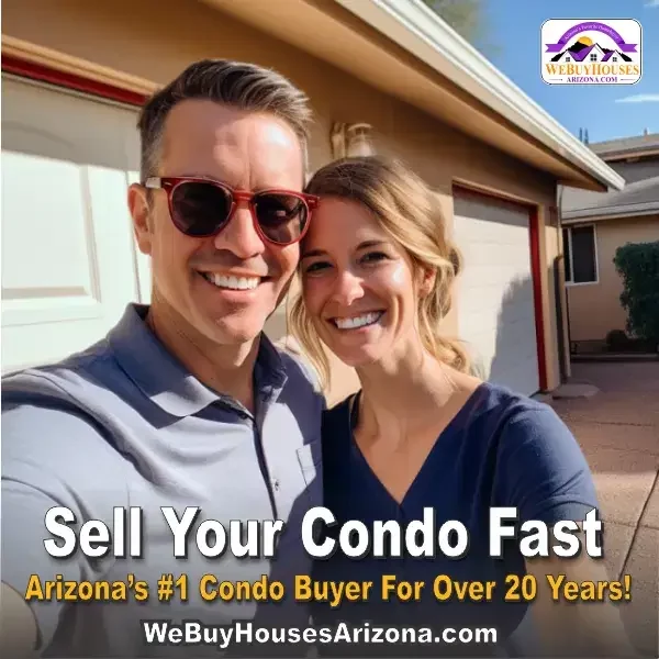 Bill and Joni are smiling big in front of their sold condo in Mesa, Arizona. They sold their condo Fast In Mesa, Arizona.