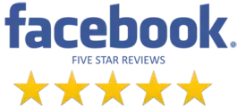 Facebook Reviews 5-star rating badge.
