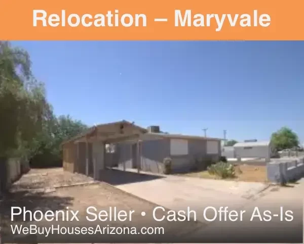 Maryvale Phoenix home — relocation cash sale (front exterior)