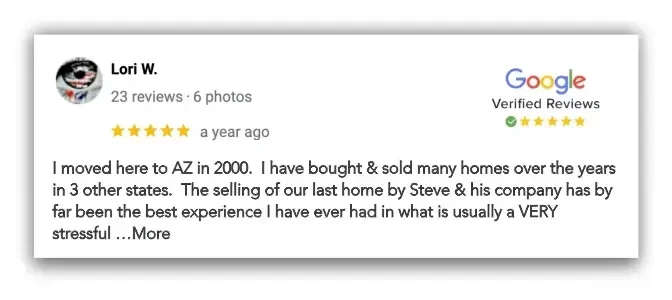 Screenshot of a Google review for We Buy Houses Arizona