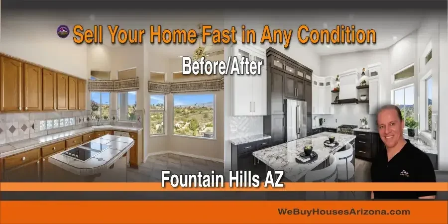 Before and after kitchen renovation at 16148 E Emerald Dr, Fountain Hills AZ 85268 - We Buy Houses
Arizona cash purchase