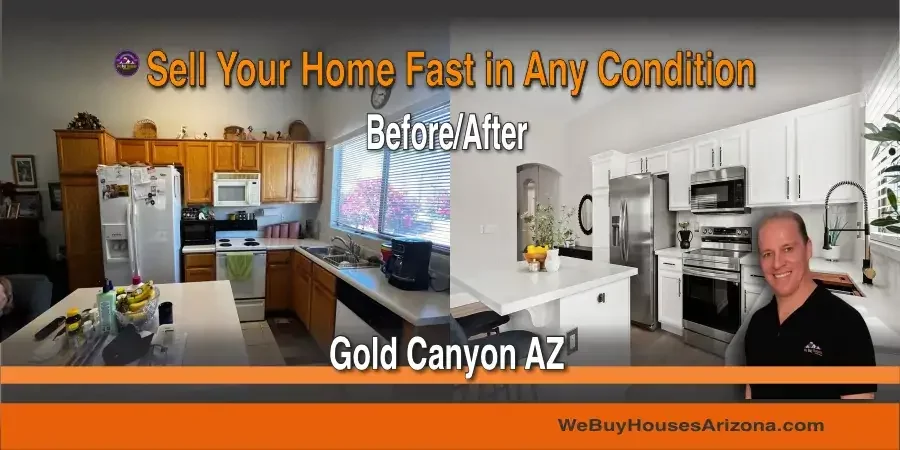 Before and after kitchen renovation at 8882 E Shooting Star Dr, Gold Canyon AZ 85118 - We Buy Houses Arizona cash