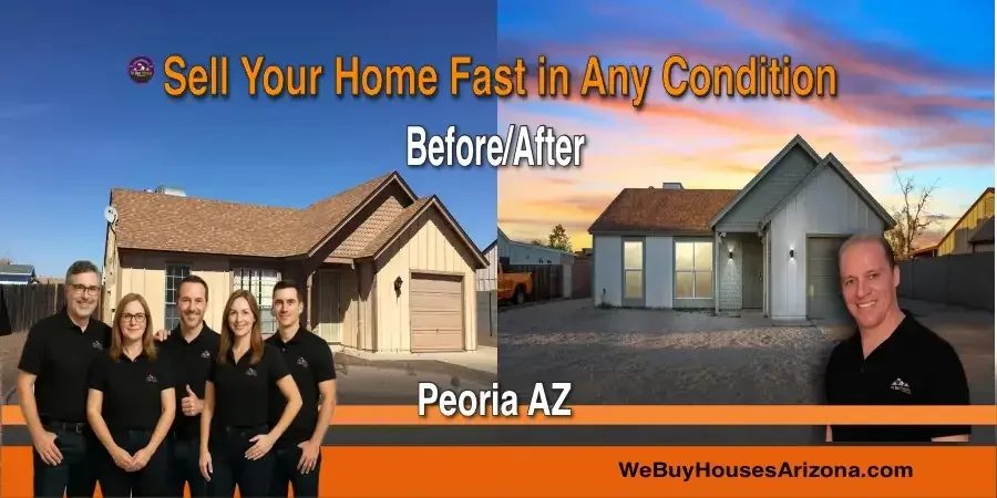 Before and after renovation of We Buy Houses Arizona property at 6920 W Turquoise Ave Peoria AZ 85345