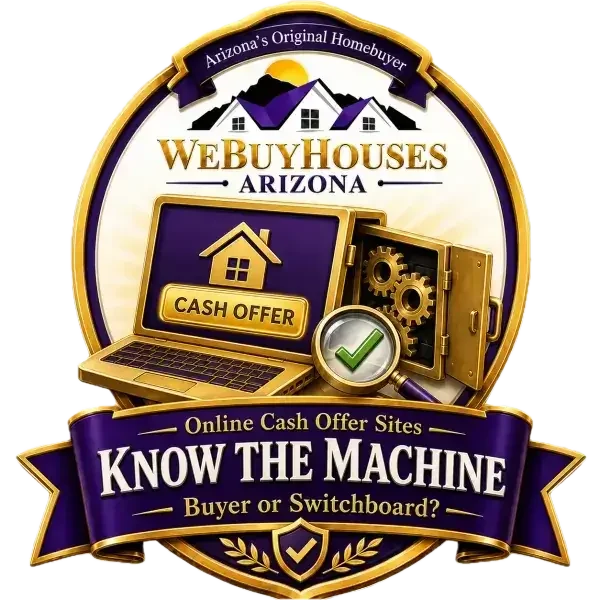 We Buy Houses Arizona Know the Machine badge: how online cash offer sites actually work.