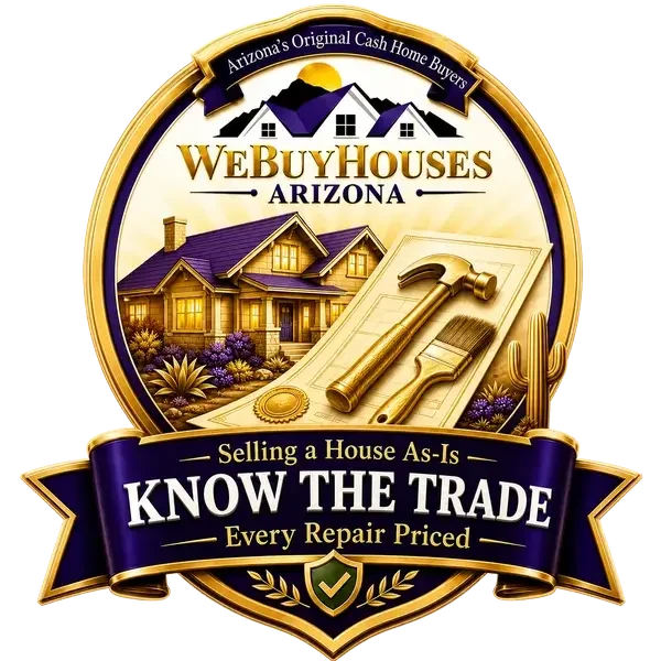 We Buy Houses Arizona sell house as-is guide badge, Know the Trade, every repair priced from experience.
