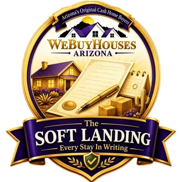 We Buy Houses Arizona badge: The Soft Landing program, every stay in writing.
