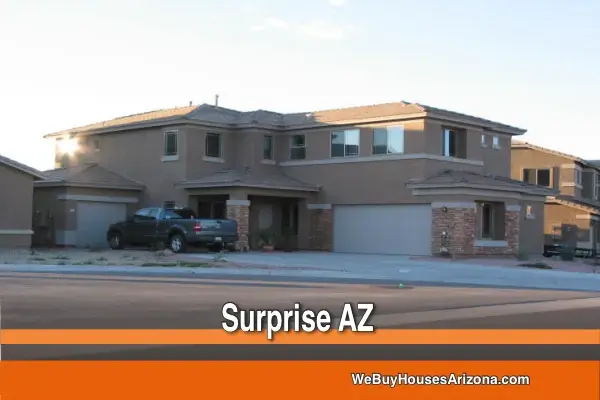 Two-story stucco home on Tasha Drive in Surprise, Arizona, bought by We Buy Houses Arizona in 2005.