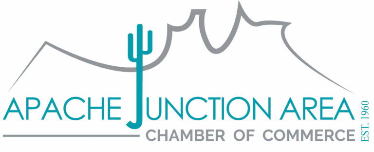 Apache Junction Area Chamber of Commerce member badge.