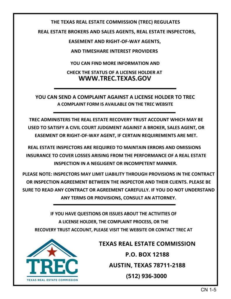 TREC Consumer Information Notice