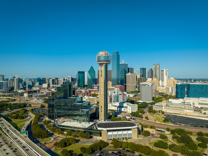 Aerial View of Downtown Dallas Skyline