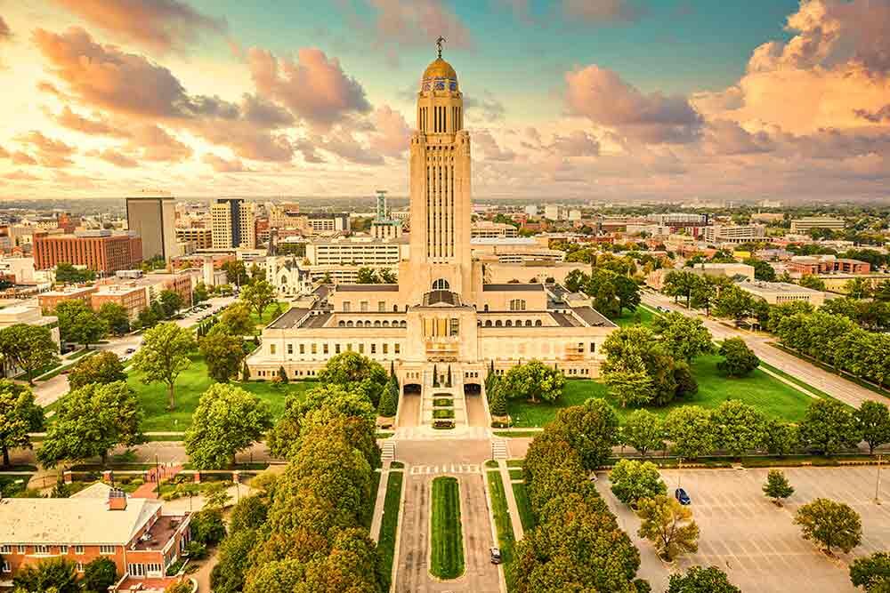 A beautiful sunset shot of Lincoln Nebraska