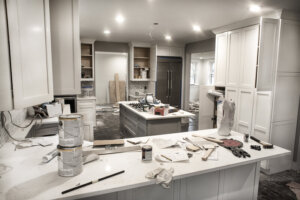 Contractors renovating a hoarder house in New Orleans to prepare it for sale.