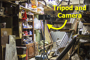 Setting up a virtual tour to market a hoarder house in New Orleans.