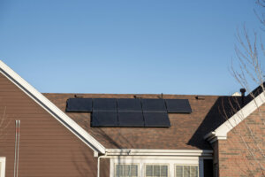 Solar panels on a house roof