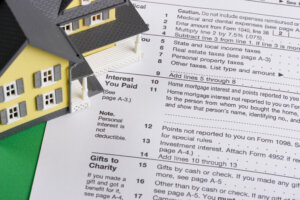 Mortgage documents with interest section highlighted