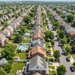 Aerial view of New Jersey residential rental properties representing real estate cash flow strategies