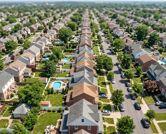 Aerial view of New Jersey residential rental properties representing real estate cash flow strategies