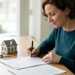 Jersey home seller reviewing a closing settlement statement showing transfer fee and taxes