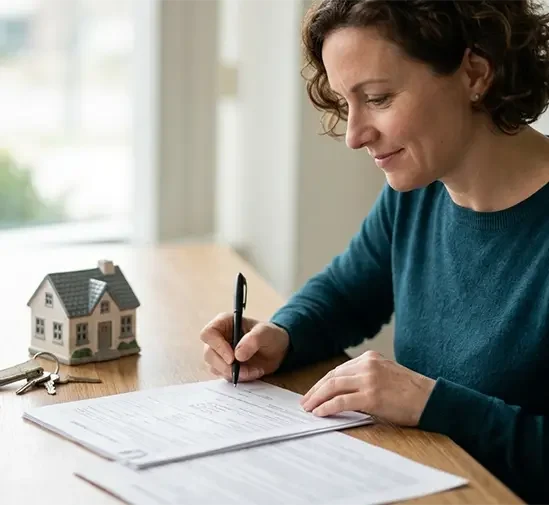 Jersey home seller reviewing a closing settlement statement showing transfer fee and taxes