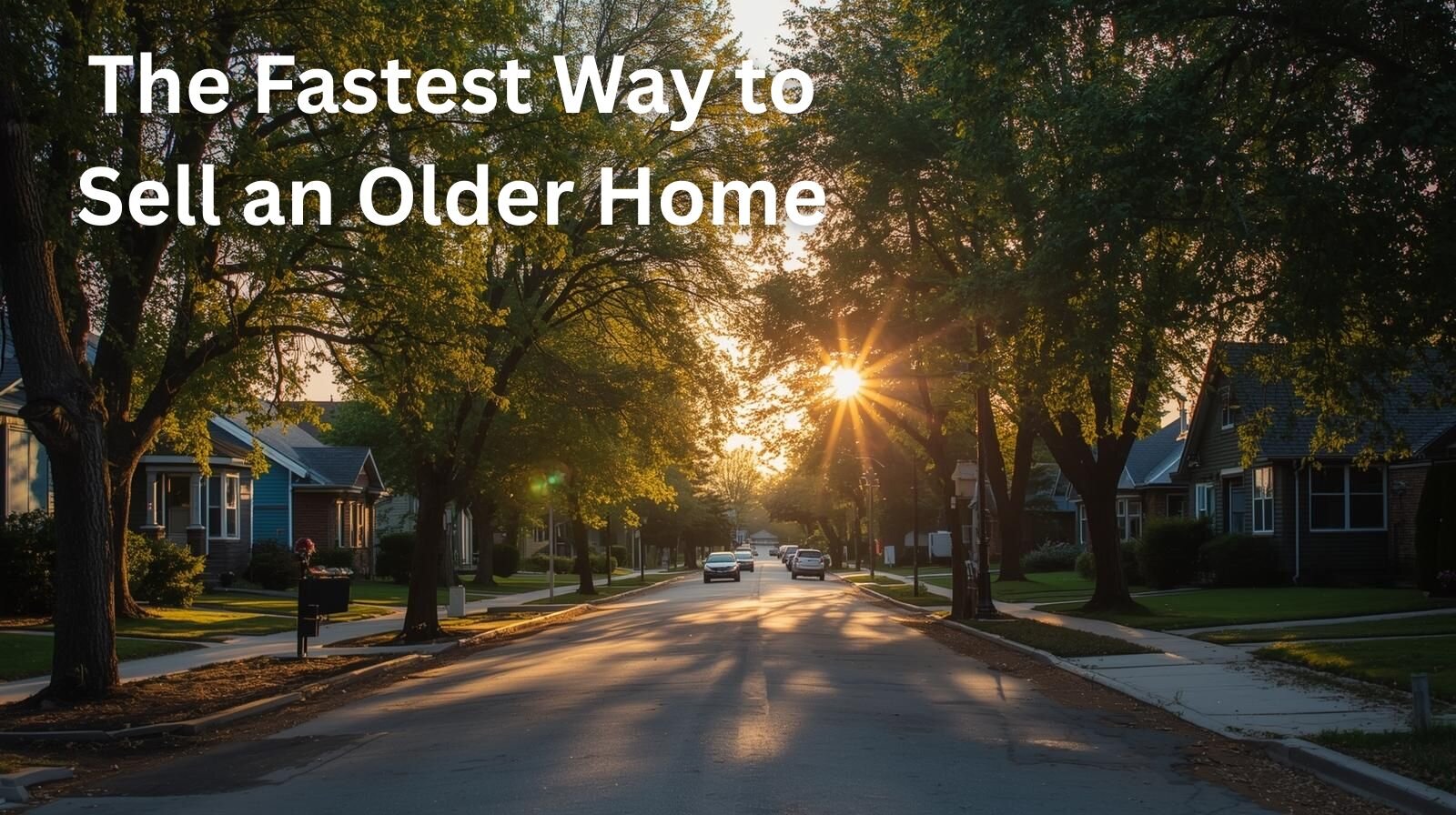 A Calgary street scene in Beddington with older single-family homes at sunset, representing selling an older home fast in Beddington Calgary.