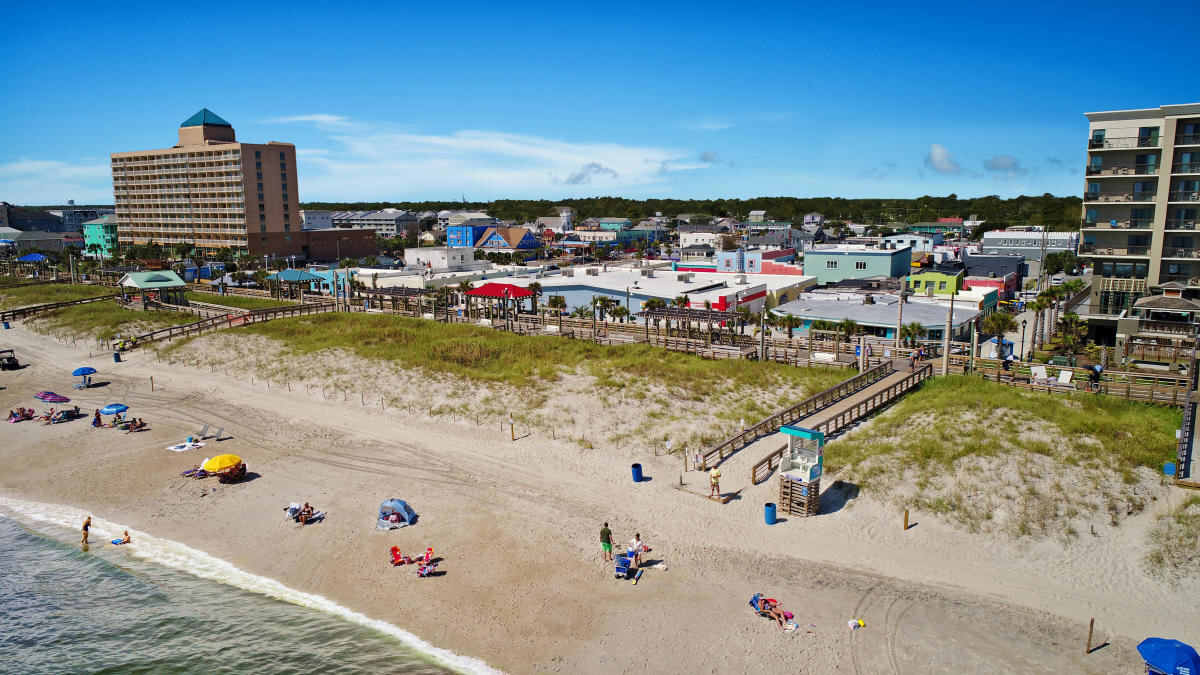 Carolina Beach Boardwalk and beachfront in Carolina Beach, North Carolina