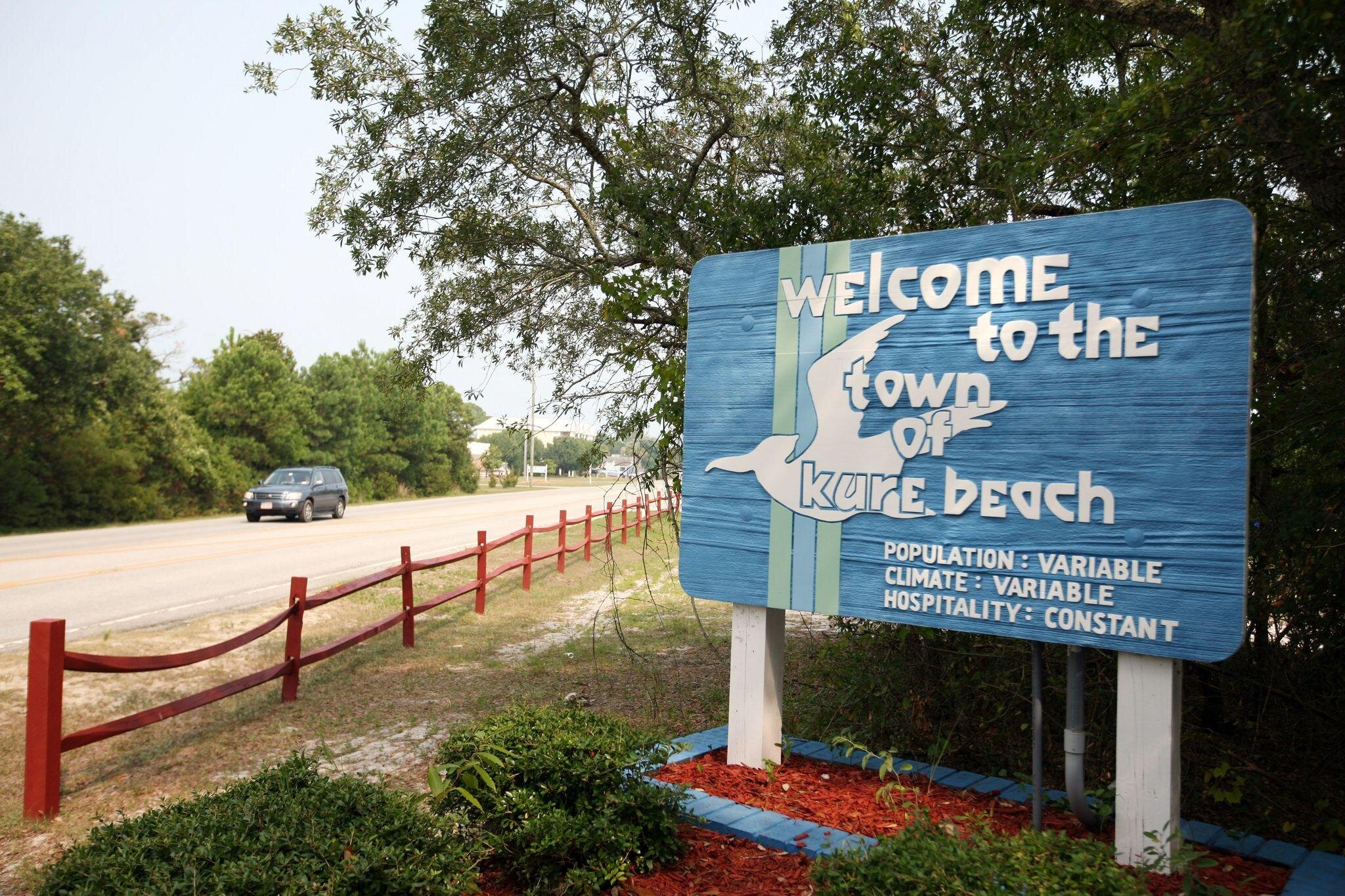 Welcome to Kure Beach North Carolina sign