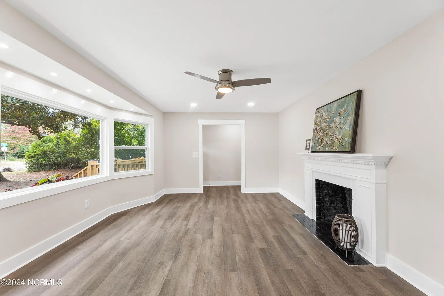 Opened-up living room after renovation in Devon Park Wilmington