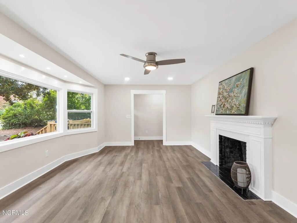 Living room in a renovated Wilmington, NC house