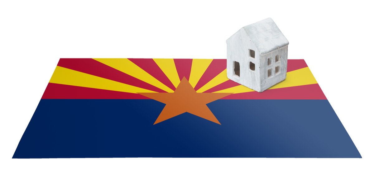 arizona flag with tucson home