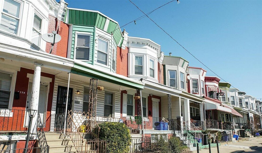 Philadelphia street houses view