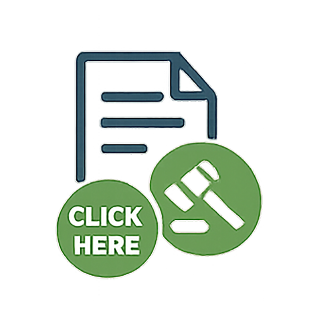 probate house icon with a click here stamp