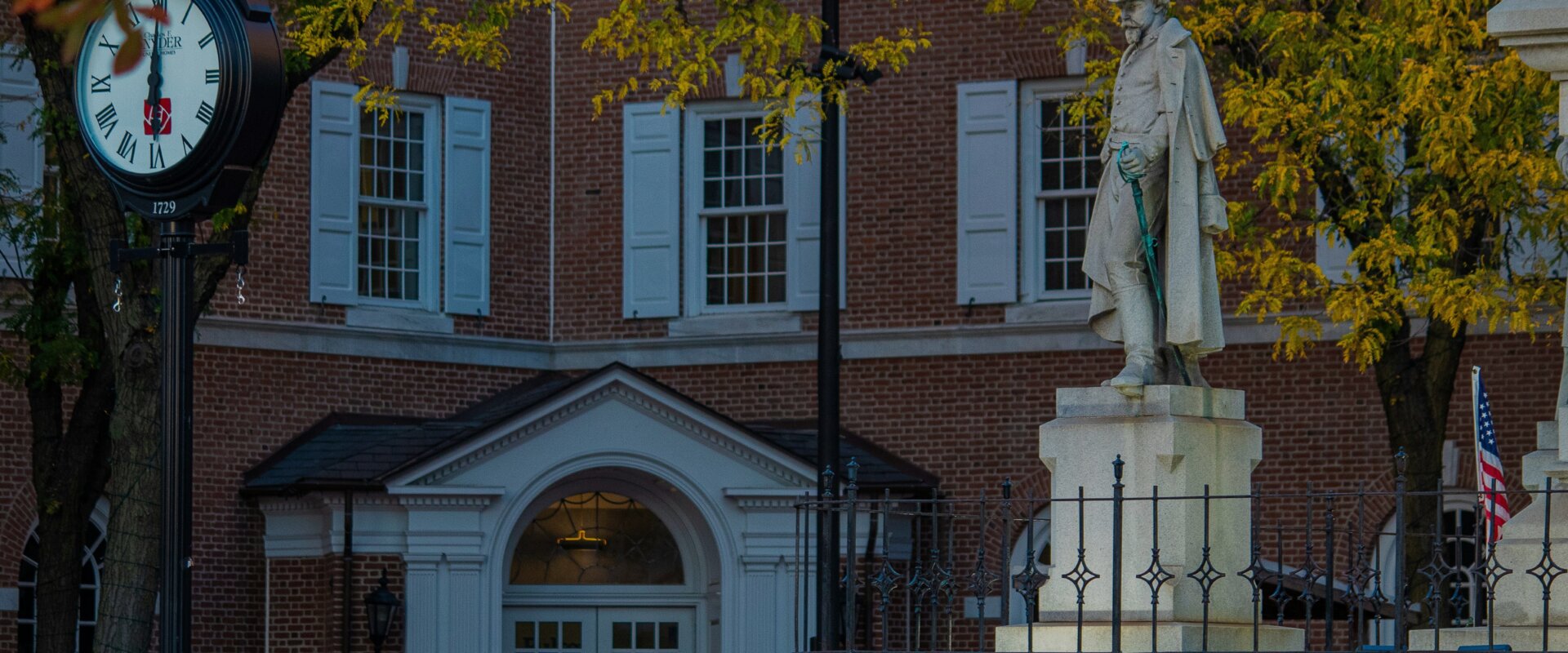 Downtown Lancaster, PA statue and clock