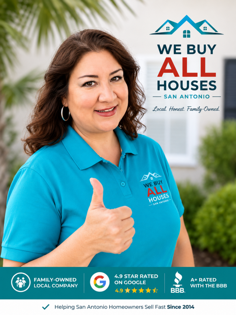Professional photo of Liz Perez from We Buy ALL Houses San Antonio helping local homeowners sell houses fast for cash in San Antonio, TX with trusted family-owned home buying services.