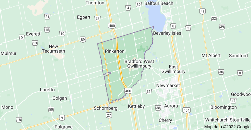 Bradford West Gwillimbury, Ontario map