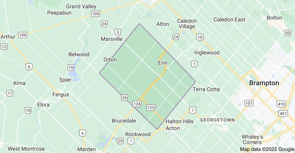 Erin, Ontario map