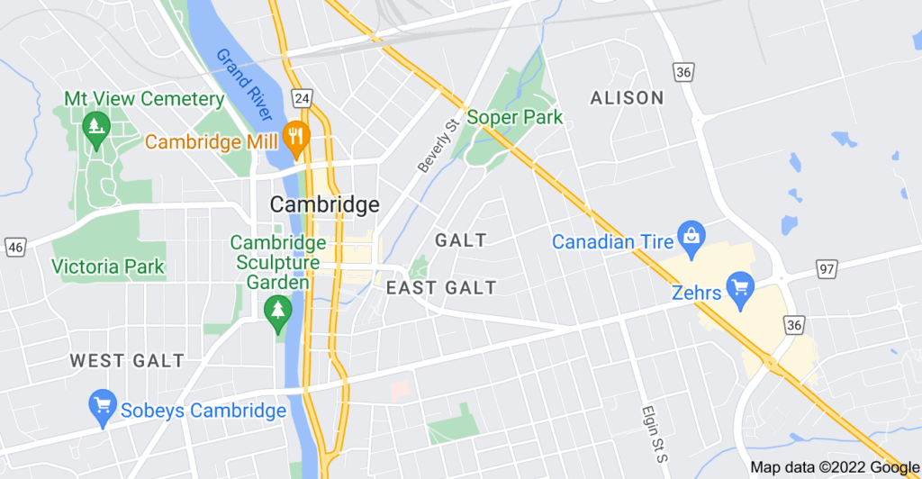 Galt, Ontario map
