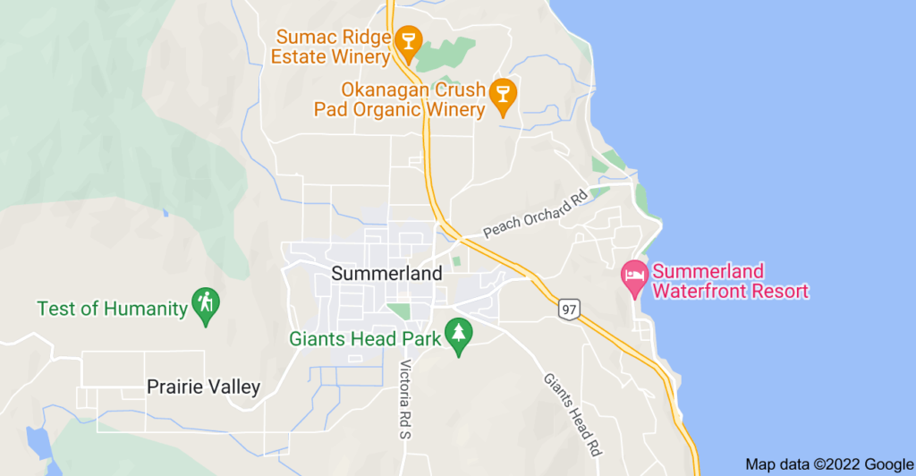 Summerland, British Columbia map