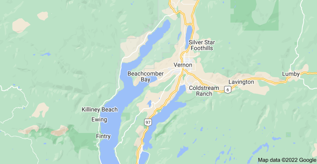 Vernon, British Columbia map