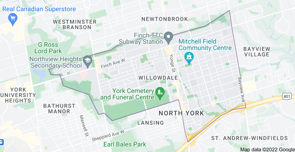Willowdale, Ontario map