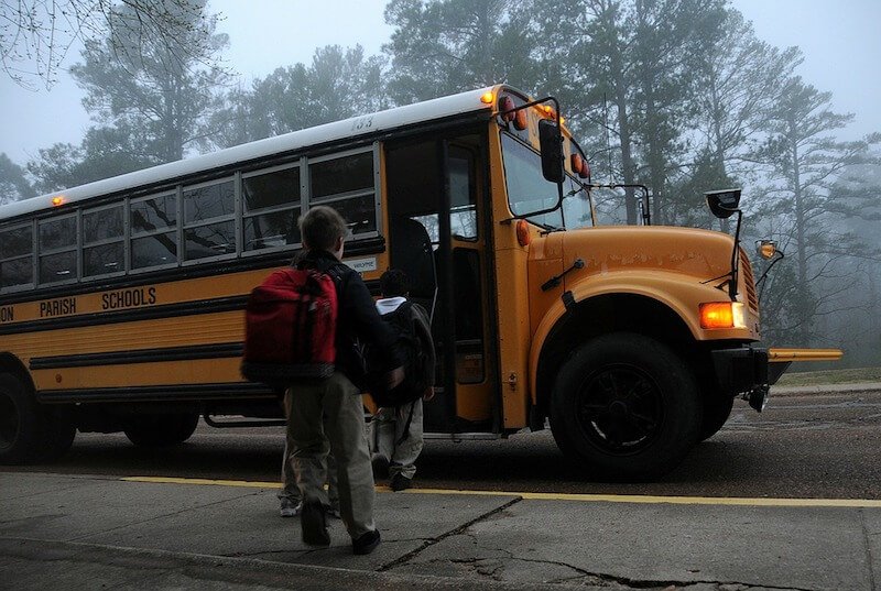 School Bus in Nebraska with kids
