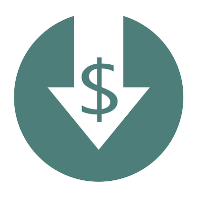 an icon representing lowering cost for a professional home buyer 