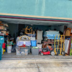 a hoarders garage filled with many unorganized stuff